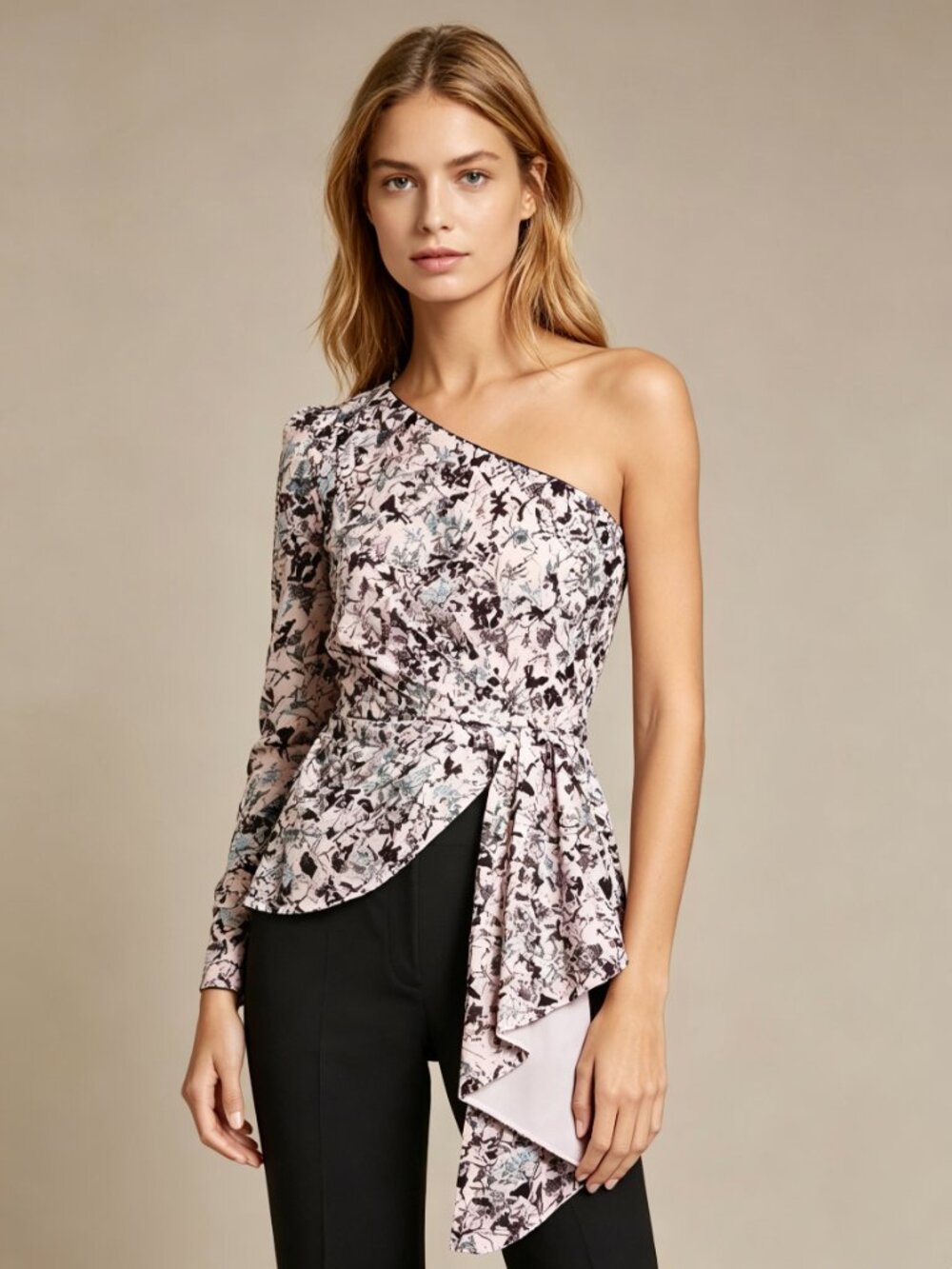 NWOT Self-Portrait Pink Constellation Sequin Embroidery Crepe One-Shoulder Top 6